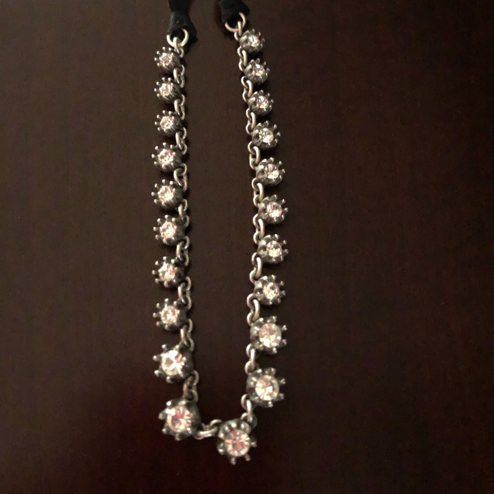 Silpada CZ and 925 silver necklace on black ribbon